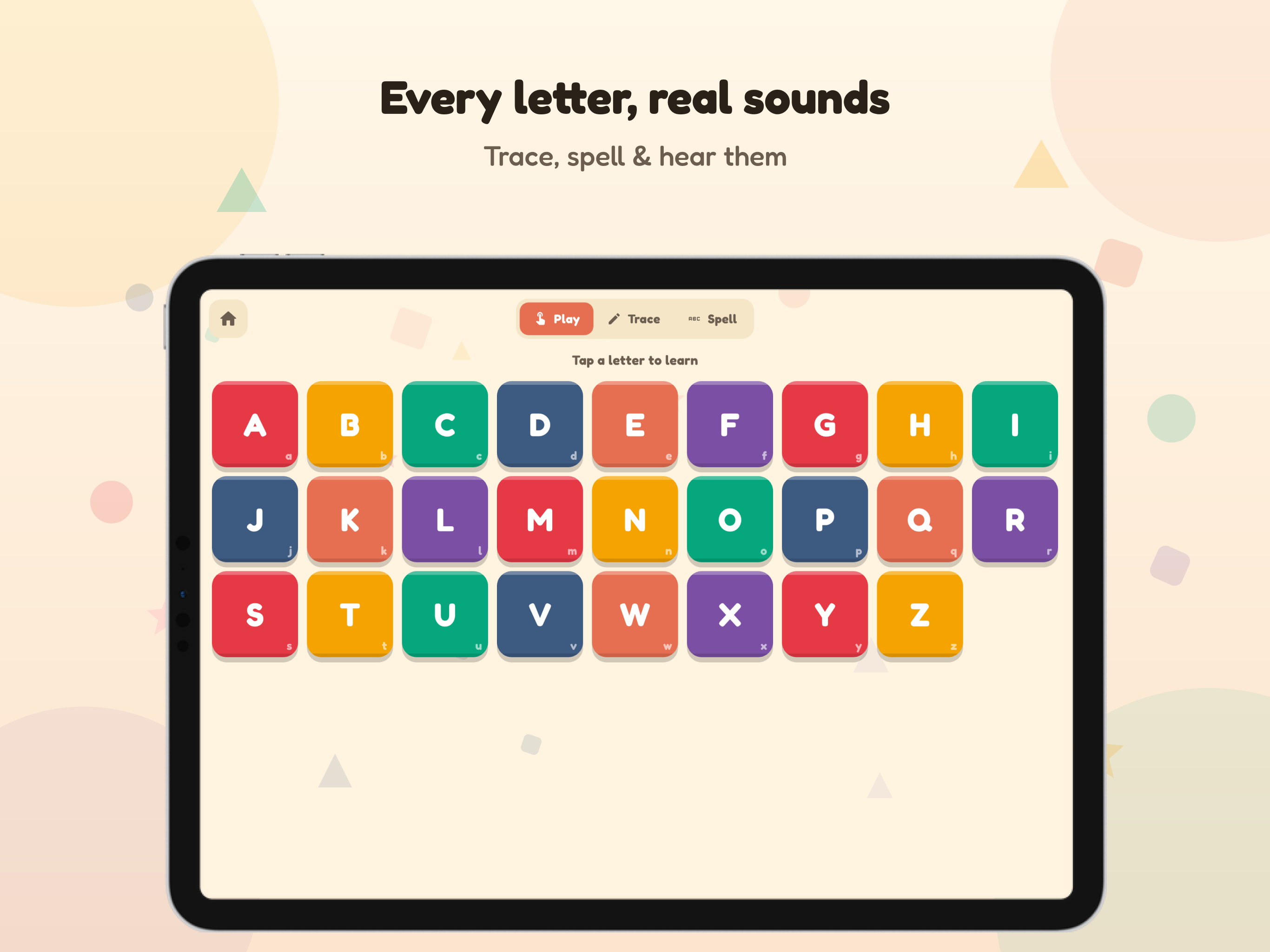 Every letter, real sounds